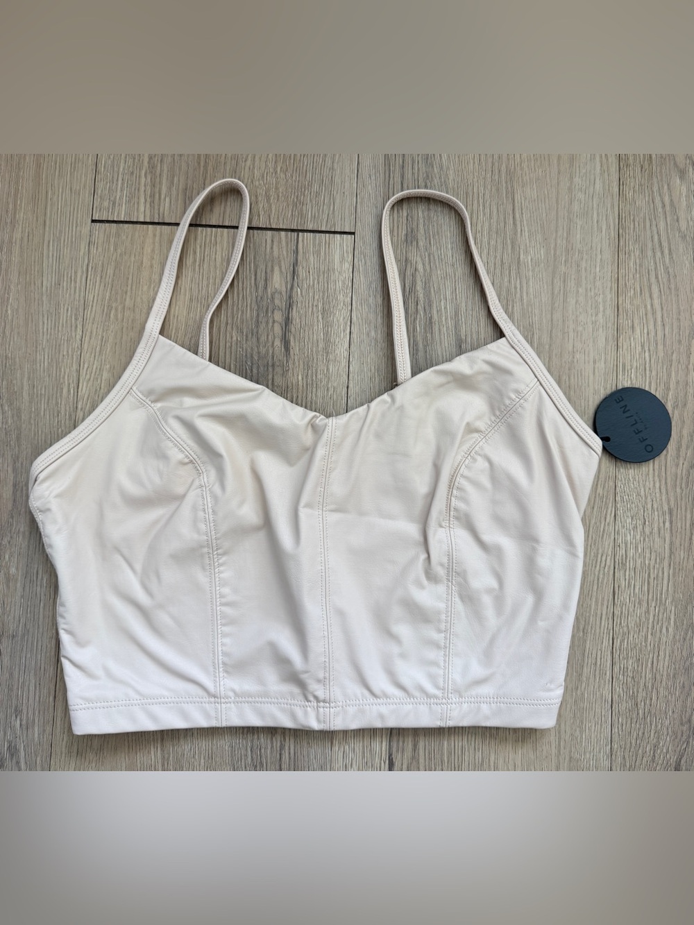 Offline by Aerie NWT Real Luxe Small Crop Bustier Corset Tank Top Faux Leather